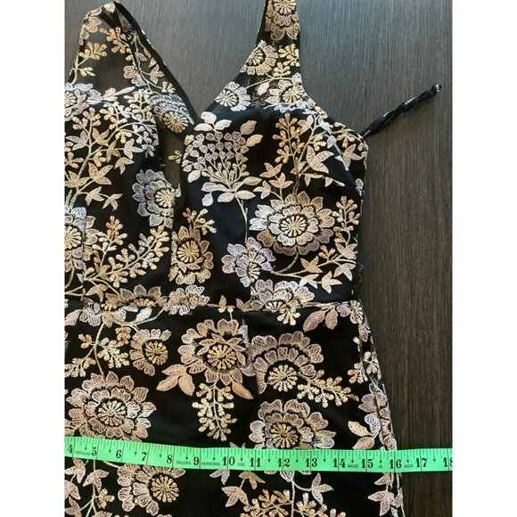 Soieblu Black & Pink/Gold Floral Embroidered Maxi Dress L - Picture 10 of 10